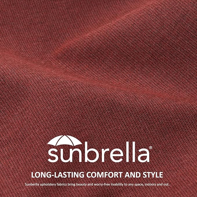 Sunbrella Square Corner Seat Cushions, 19" x 19" x 3", Set of 4, Indoor Outdoor Water Repellent Universal Chair Pads with Ties for Patio Furniture, Garden Dining Chairs, Spectrum Brick-VerdiqueGarden