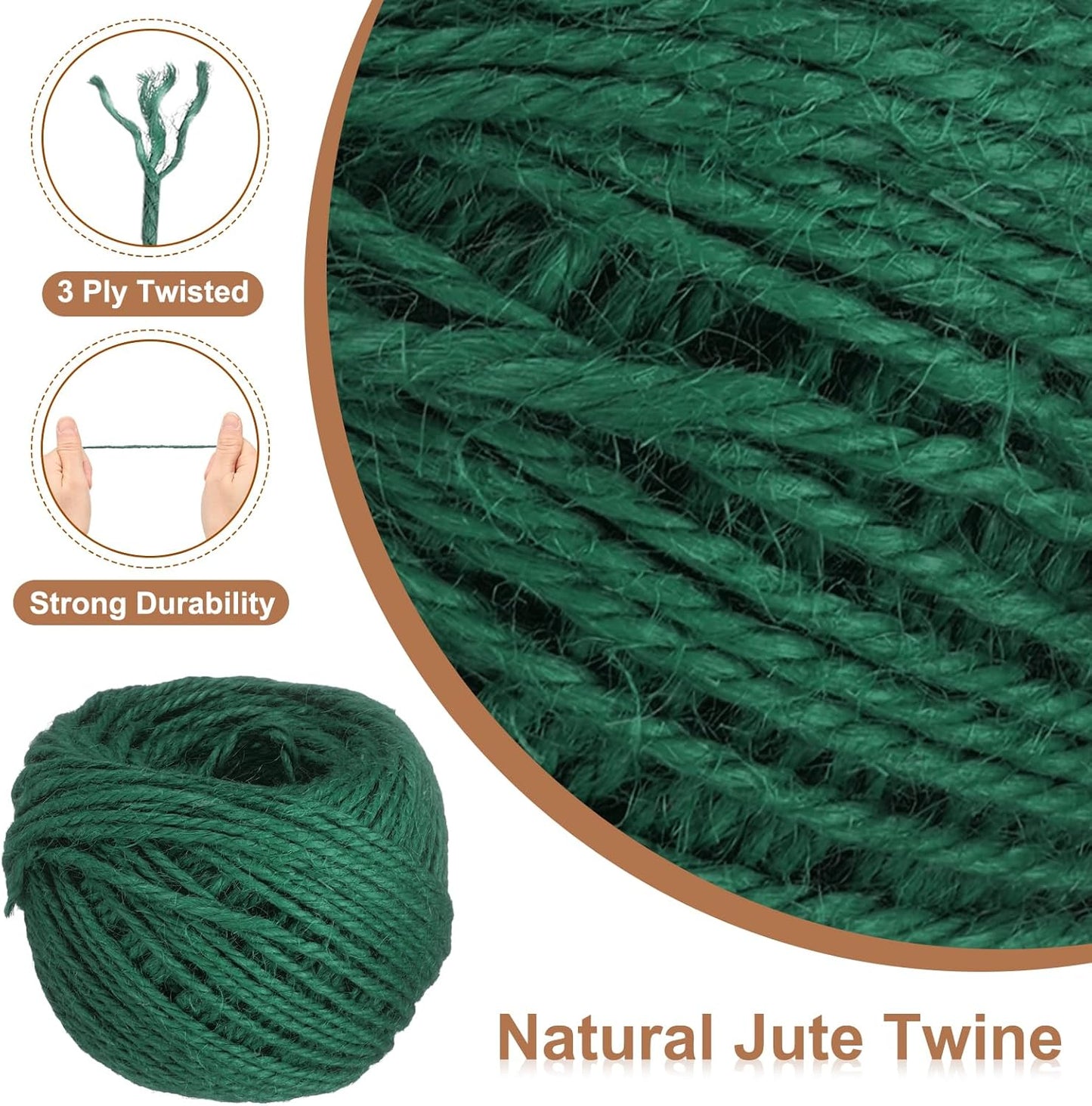 uxcell 164 Feet Natural Jute Twine String,3mm Thin Garden Twine Rope Colored Plant String Cord for DIY Art Crafts Gift Wrapping Decoration Packing Gardening Plant Hanger,Dark Green-VerdiqueGarden
