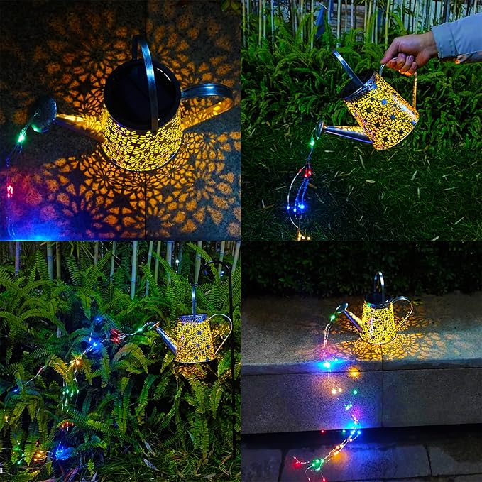 VOOKRY Solar Watering Can Lights, Outdoor Large Hanging Lantern Waterproof, Multicolor Retro Metal Solar Lights for Patio Yard Porch Lawn Garden Christmas Decor Gifts for Mom Women Grandma Birthday-VerdiqueGarden