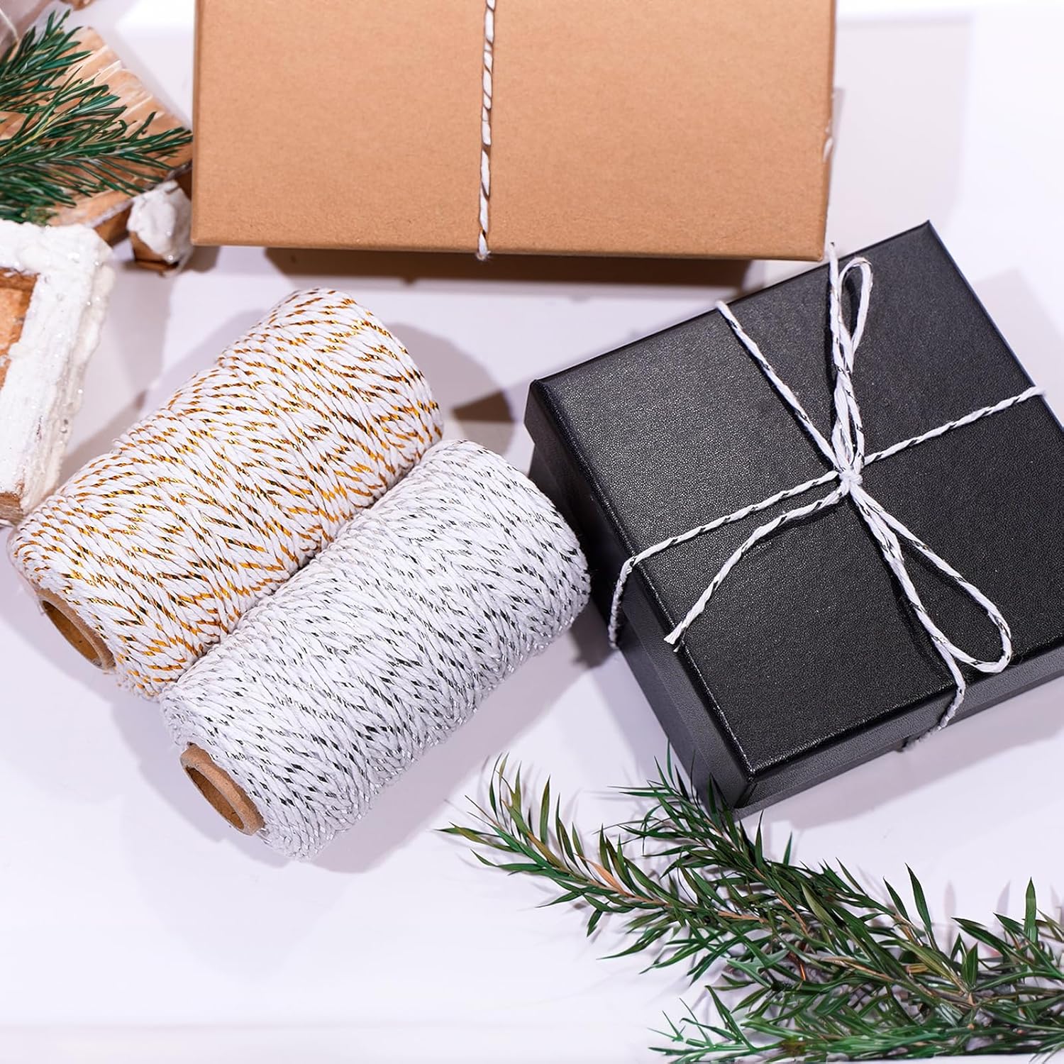 328 Feet Cotton Baker's Twine Gift Wrapping Holiday Twine Wedding Christmas String Cotton Cord Rope-VerdiqueGarden