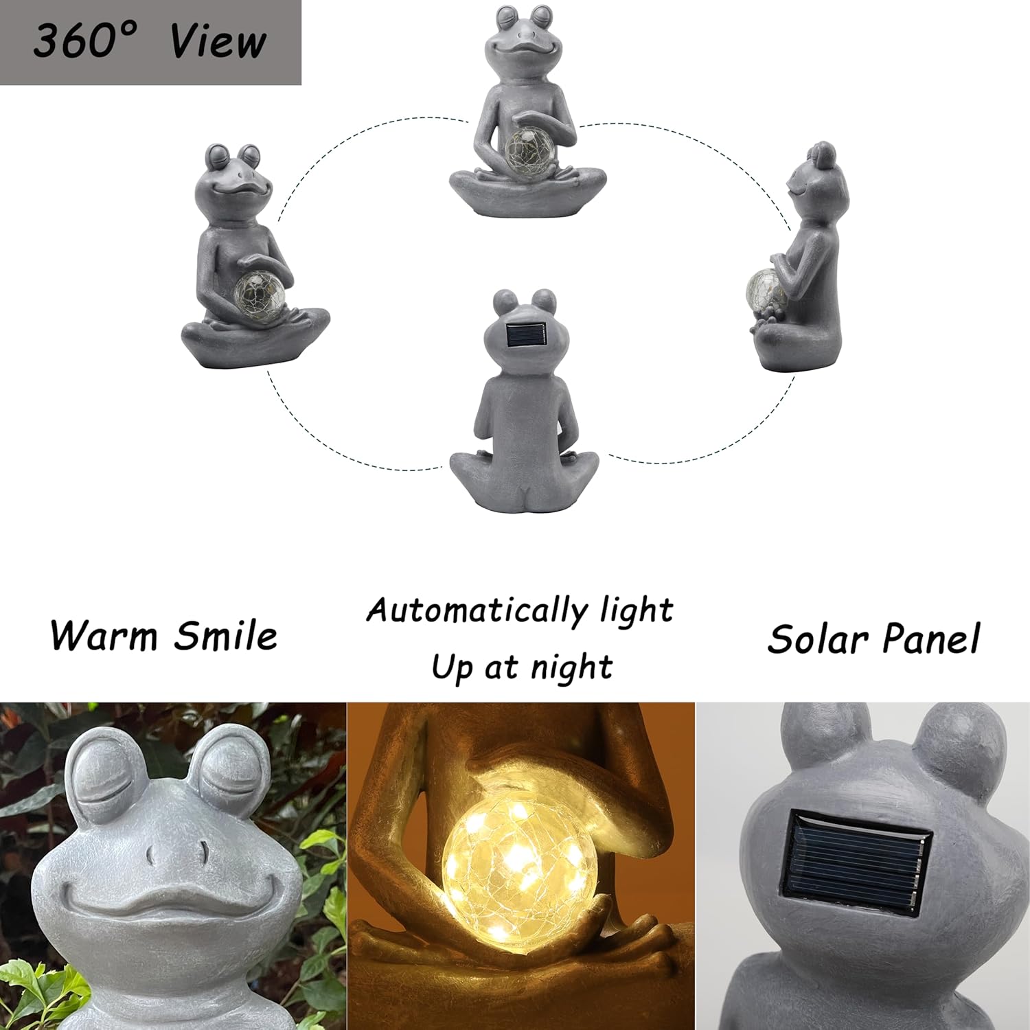 Solar Frog Garden Figurines Solar Lights Yoga Frog Statue for Outdoor Garden Patio Yard Frog Decor Gifts for Women Grandma Mother's Day Birthday Gifts-VerdiqueGarden