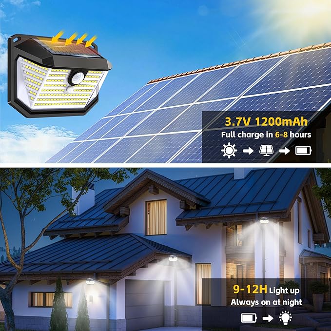 Solar Lights Outdoor Motion Sensor, 178 LED 300LM Waterproof IP65, Wall Mounted Security Light with 3 Modes, 270° Wide AngleWide Angle, Solar Powered for Garden, Yard, Patio, Front Door(2Pack)-VerdiqueGarden