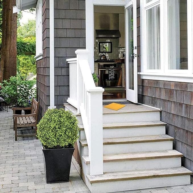 THE BLOOM TIMES 2ft Boxwood Topiary Ball Trees Artificial Outdoor Set of 2, 24" Faux Evergreen Plants Outside UV Resistant Greenery, Fake Potted Bushes and Shrubs for Front Porch Planter Patio Decor-VerdiqueGarden