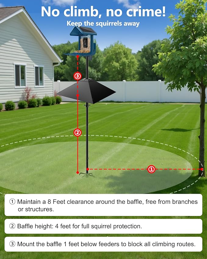 Metal Squirrel Baffle - Squirrel Baffle for Bird Feeder Pole, Upgrade Spring Motion Design for Better Defense, 19 Inch Heavy Duty Guard for Outside Bird Feeder Pole Mount-VerdiqueGarden