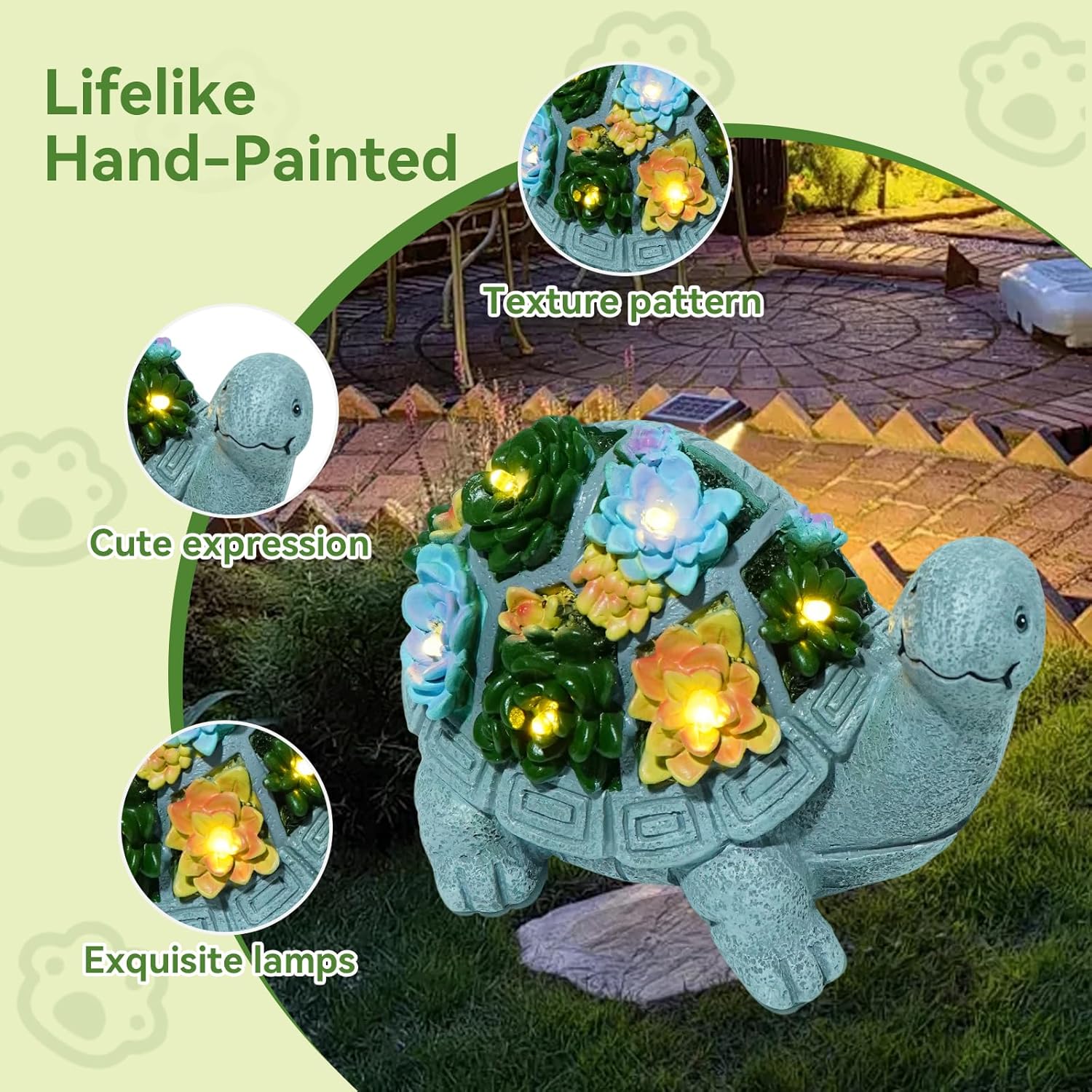 Solar Turtle Garden Statues with LED Lights, Outdoor Decor for Patio Yard Balcony - Unique Housewarming Birthday Gifts for Women Mom Grandma-VerdiqueGarden