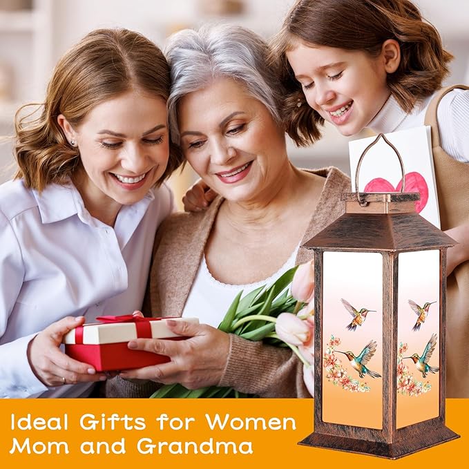 Solar Lantern Outdoor Waterproof Hummingbird Garden Decor Birthday Gifts for Women Mom and Grandma Solar LED Plastic Decorative Hanging Light for Yard(Hummingbird )-VerdiqueGarden