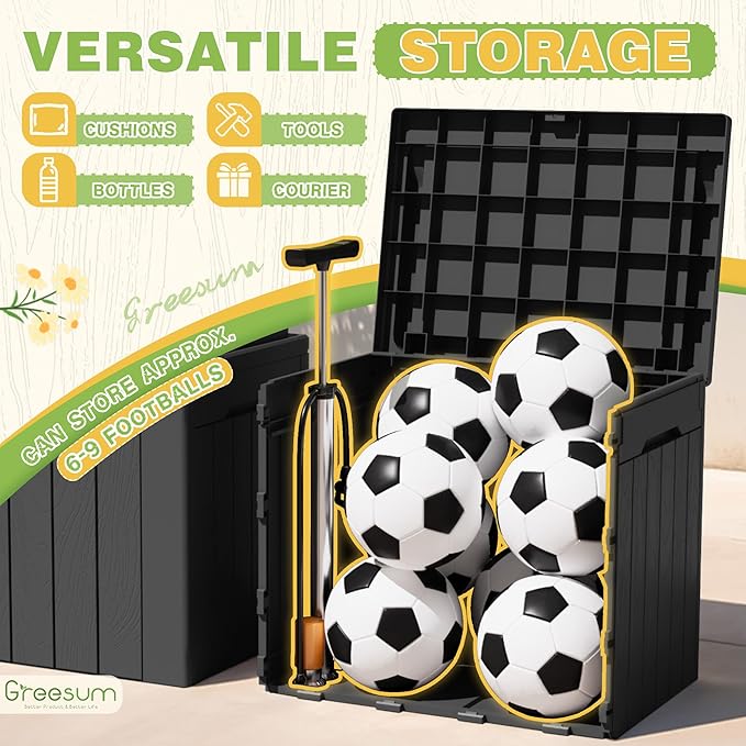 Greesum 31 Gallon Deck Box for Outside, All Weather Outdoor Storage Boxes for Patio Furniture Set, Package Delivery Box,Garden Tools, Gray(Set of 2)-VerdiqueGarden