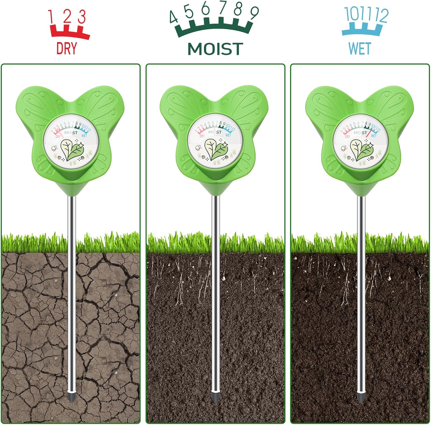 UNIWA Soil Moisture Meter, Plant Water Meter for House Plants and Indoor Potted Plants, Soil Moisture Monitor for Garden, Farm, and Lawn Plant Care, No Battery Needed- 2pack-VerdiqueGarden