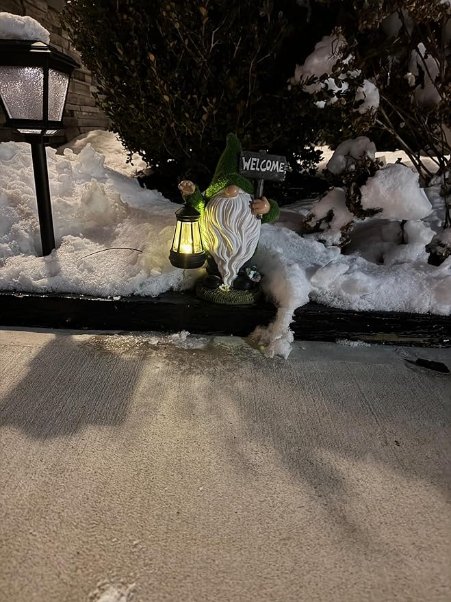 Garden Gnome Statue with Lantern - 11'' Spring Garden Gnomes Outdoor Christmas Decorations w/ Solar Light - Yard Gnomes Decorations - Vintage Solar Gnome, Housewarming Gifts for Women & Men-VerdiqueGarden