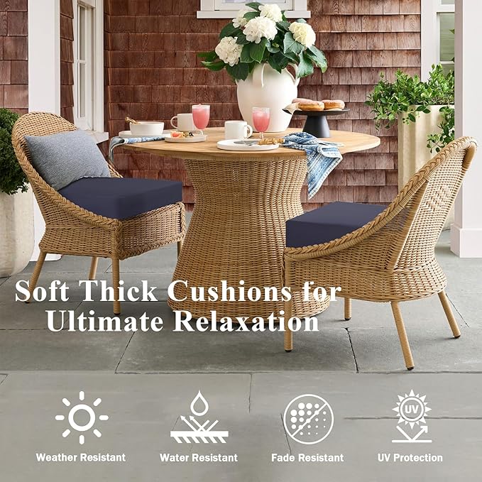 Outdoor Chair Cushions Set of 2, Waterproof Foam Patio Seat Cushions with Ties for Garden Sofa & Dining Furniture, 3-Year Color Fastness, 16x17x2 Inch, Grey-VerdiqueGarden