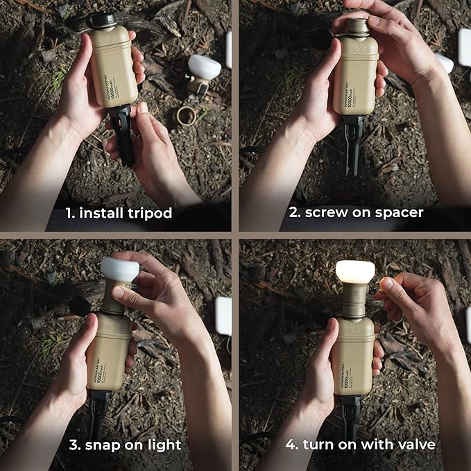 ELECOM NESTOUT Outdoor Camping LED Lantern w/ Mini Tripod, Dimmable USB Powered Soft LED Light, IP44 Water Dust Resistant, 10-350 Lumen, Portable Lamp for NESTOUT Power Bank, Black (LAMP-1)-VerdiqueGarden