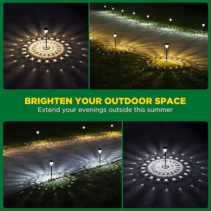 Super Bright Solar Lights Outdoor Waterproof 10 Pack, Dusk to Dawn Up to 12 Hrs Solar Powered Pathway Garden Lights Auto On/Off, LED Landscape Lighting Decorative for Walkway Patio Yard-VerdiqueGarden