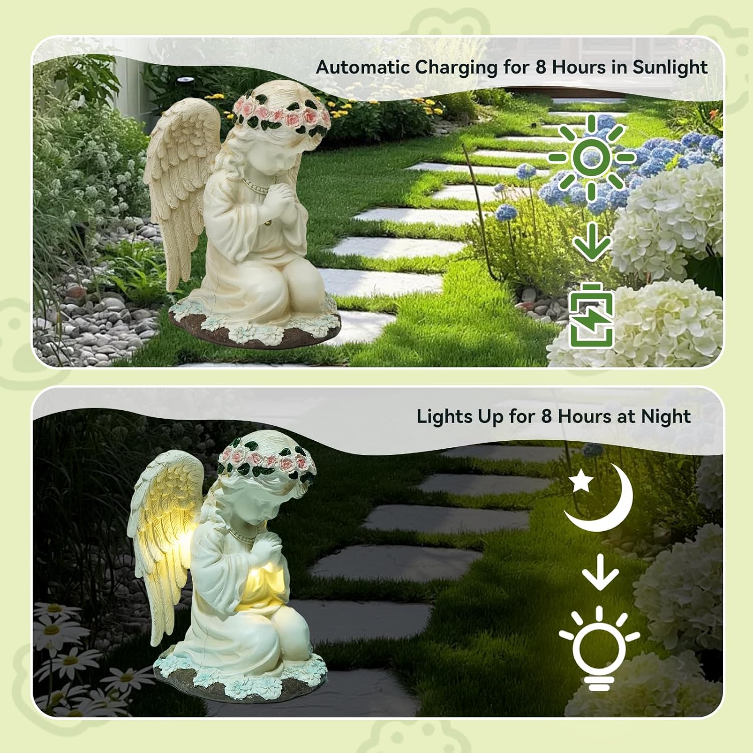 Solar Angel Garden Statues with LED Lights, Outdoor Decor for Patio Yard Balcony - Unique Housewarming Birthday Gifts for Women Mom Grandma-VerdiqueGarden