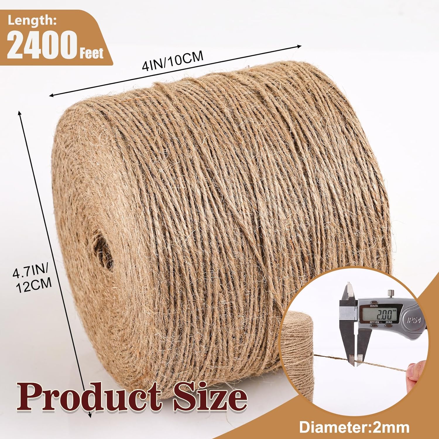 XSEINO 2400Feet Natural Jute Twine Strong Garden Twine Rope for Arts Crafts Gift Wrapping Gardening Tomato Climbing Plant Tie Floristry Packing Decor-VerdiqueGarden