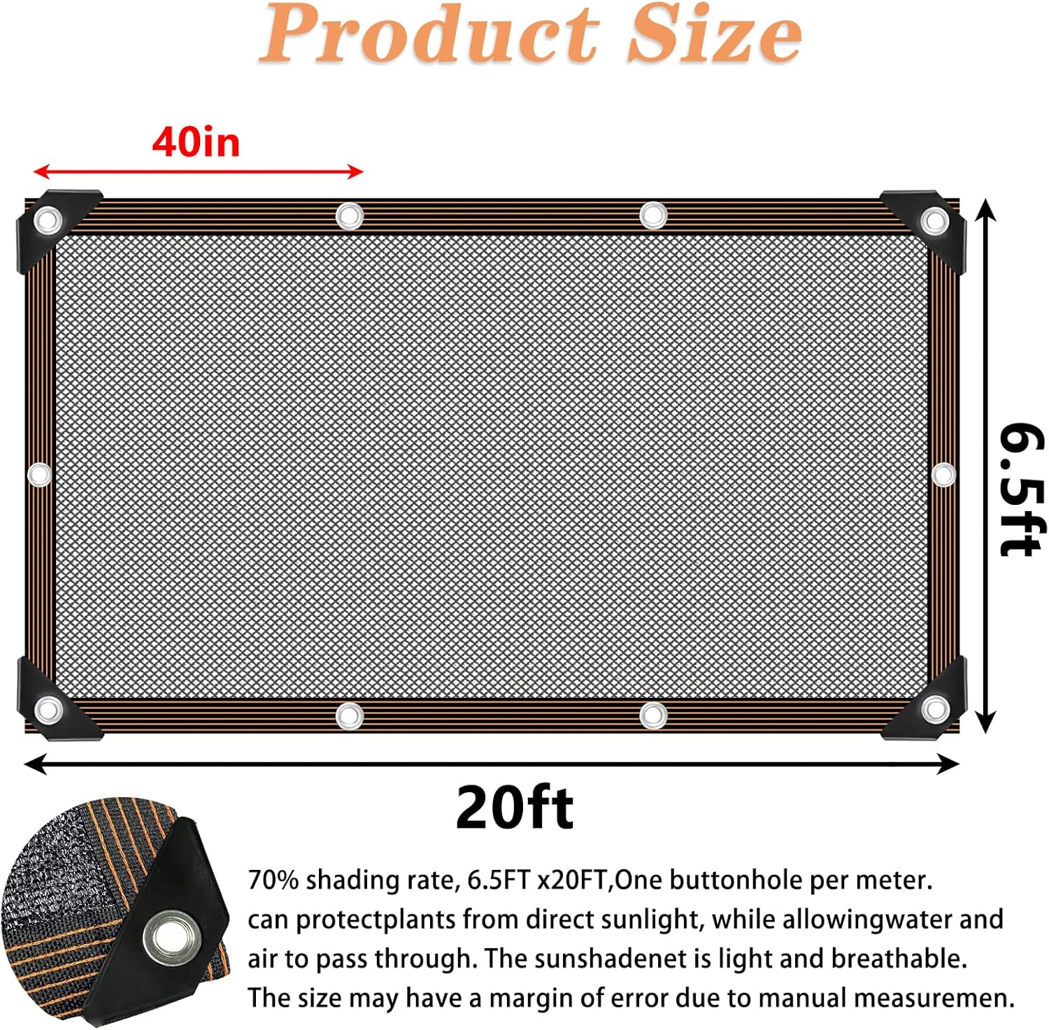 Shade Cloth - for Plants Greenhouse, 70% Sunblock Shade Sails -for Outdoor Garden Pergola Patio Lawn Sun Shade Cloths for Kennel Chicken Coop Easier to Hang Plant Shade Net Cover-VerdiqueGarden