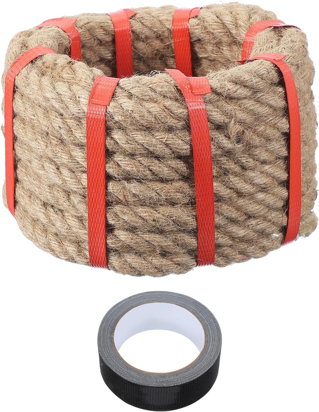 MECCANIXITY Jute Rope 25ft x 0.7 Inch, Thick Twine Rope Ropes Braided Jute Twine Natural Brown Burlap Cord String Heavy Twisted with Tape for Decorative Crafts Railing Swing Tug of War-VerdiqueGarden