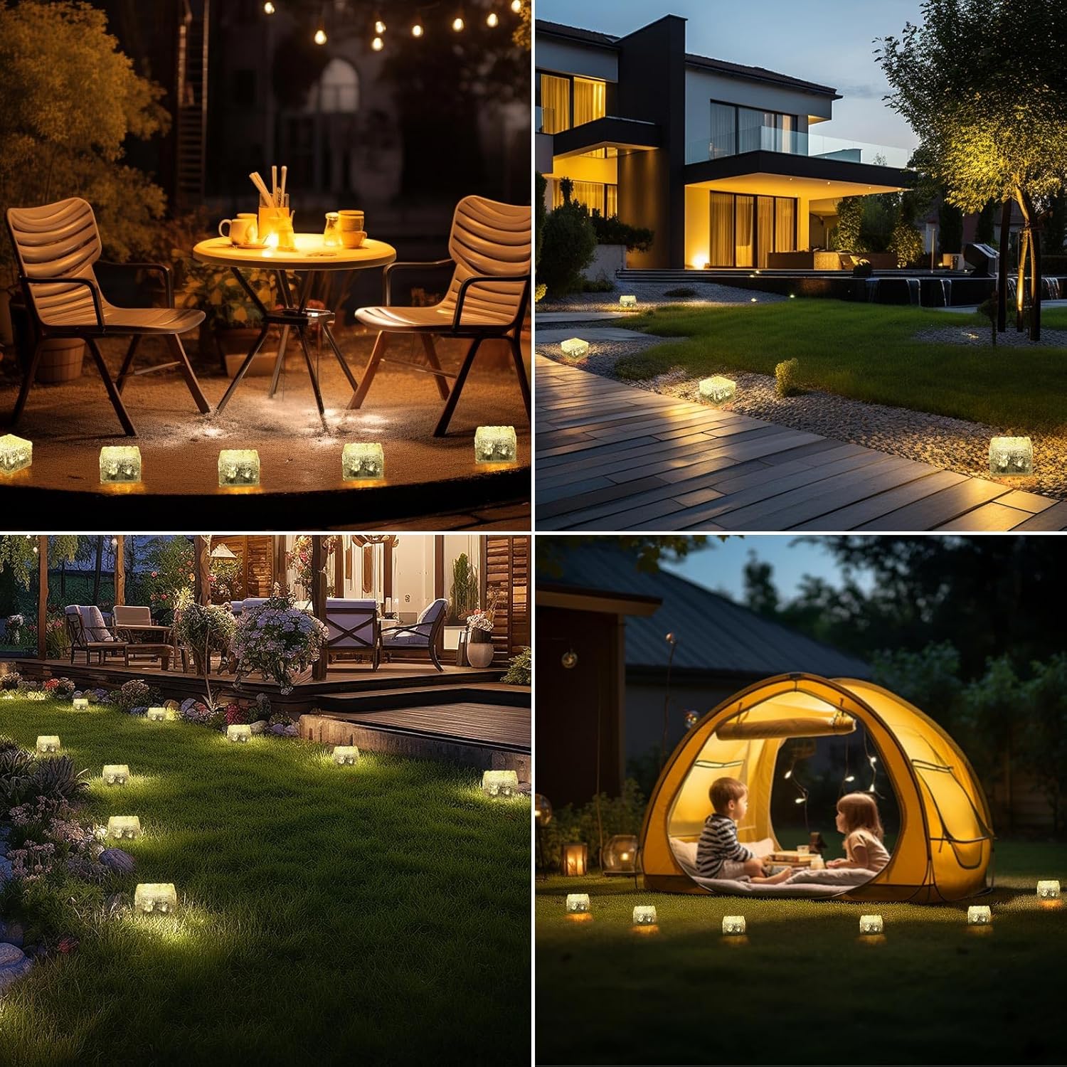 Solar Brick Lights-Outdoor Solar Lights for Yard-Solar Brick Landscape Path Light 6 Pack LED Light Brick Garden Decor for Pathway Patio Walkway Backyard Decoration-VerdiqueGarden