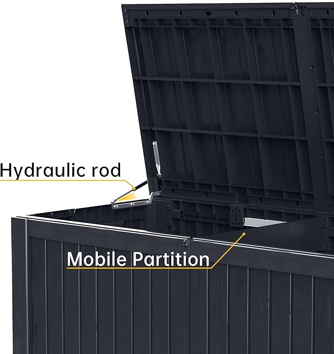 DRATO 180 Gallon Deck Box, Waterproof Resin Large Outdoor Storgae Box for Patio Furniture, Patio Cushions, Gardening Tools, Pool and Sports Supplies, Lockable-VerdiqueGarden