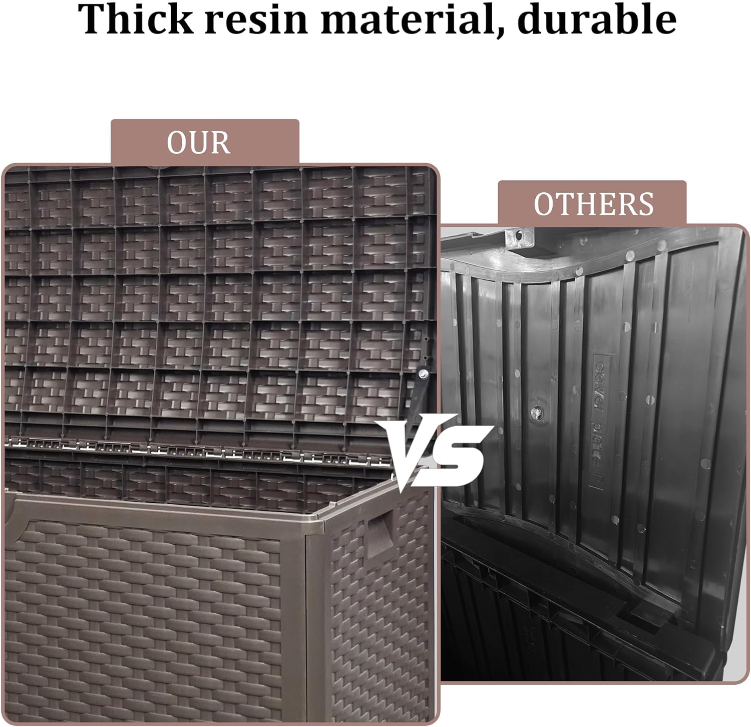 180 Gallon Lockable Deck Box, Waterproof & UV-Resistant Outdoor Storage for Patio Cushions, Heavy Duty Resin Deck Storage Container, Coffee-VerdiqueGarden