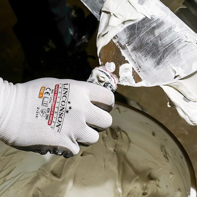 linconson 12 Pack Safety Performance Series Construction Mechanics Wrinkle Latex Work Gloves-VerdiqueGarden