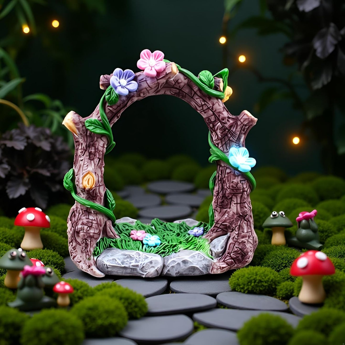 Kai Dream Miniature Fairy Garden Accessories, Resin Craft Flower Arch Figurine, 3.3 * 2 * 3.7 inches, Decorative Landscape, Dollhouse Decor-VerdiqueGarden
