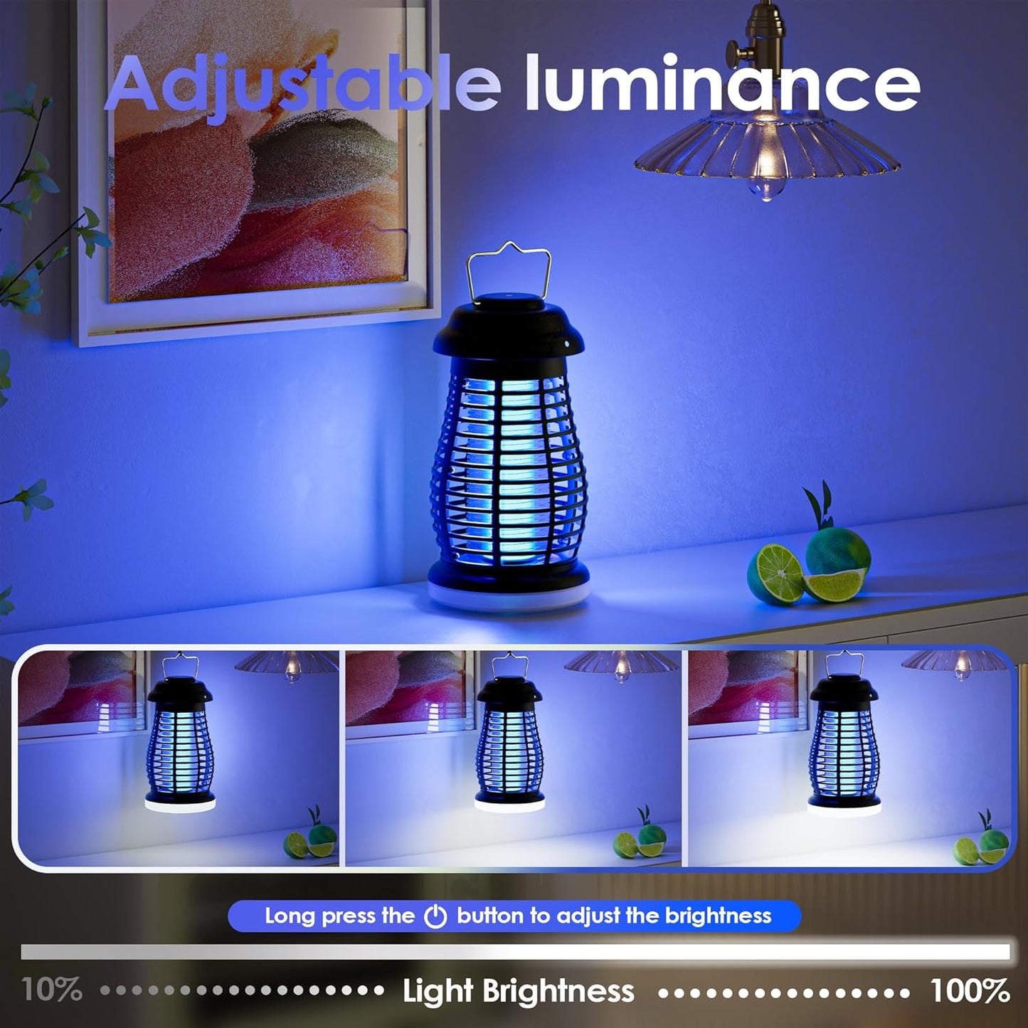 Bug Zapper Outdoor & Indoor, Mosquito Repellent Outdoor Patio, Portable & Rechargeable Fly Trap, IP67 Waterproof, Mosquito Repellent for Patio,Lawn & Garden, Camping, Kitchen, Home-VerdiqueGarden