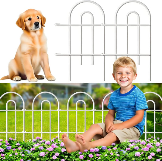 AMAGABELI GARDEN & HOME 25 Panels 24in(H)×35ft(L) Decorative Garden Fences and Borders for Dogs No Dig Rustproof Metal Fence Panel Garden Edging Border Animal Barrier Fencing for Flower Bed Yard White-VerdiqueGarden
