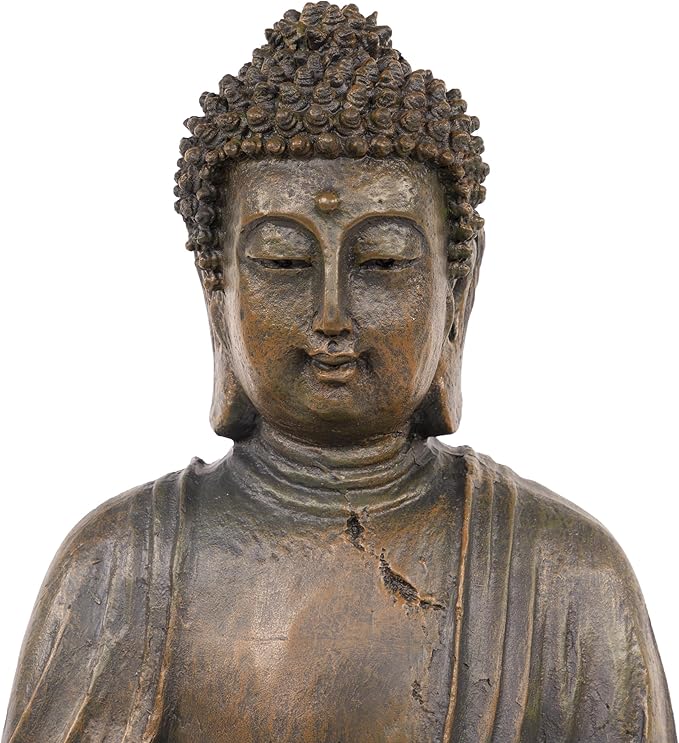 Alpine Corporation 15" Tall Indoor/Outdoor Meditating Buddha Statuary Décor-VerdiqueGarden