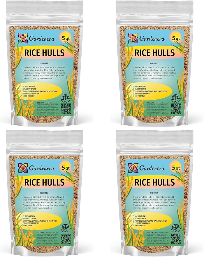 Premium Rice Hulls by Gardenera - Create Healthy and Resilient Plants Through Enhanced Aeration and Drainage - 20 QUARTS-VerdiqueGarden