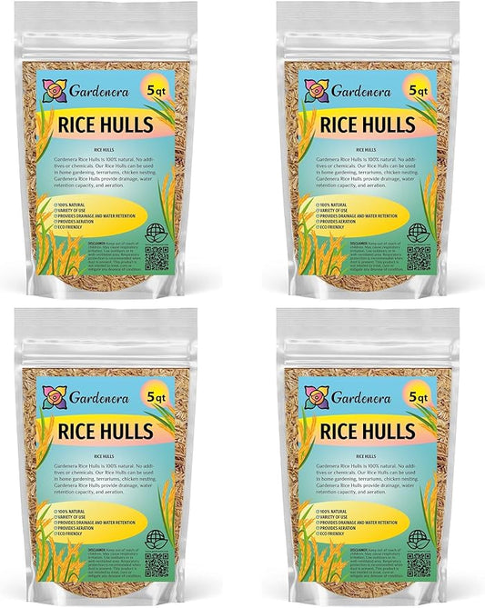Premium Rice Hulls by Gardenera - Create Healthy and Resilient Plants Through Enhanced Aeration and Drainage - 20 QUARTS-VerdiqueGarden