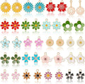 MARFOREVER 40 Pcs/20 Pairs Flower Charms for Jewelry Making Spring Summer Floral Themed Charms Assorted Gold Enamel Charm Pendants for Earrings Necklace Bracelet Making Accessories Gift for Mom Women