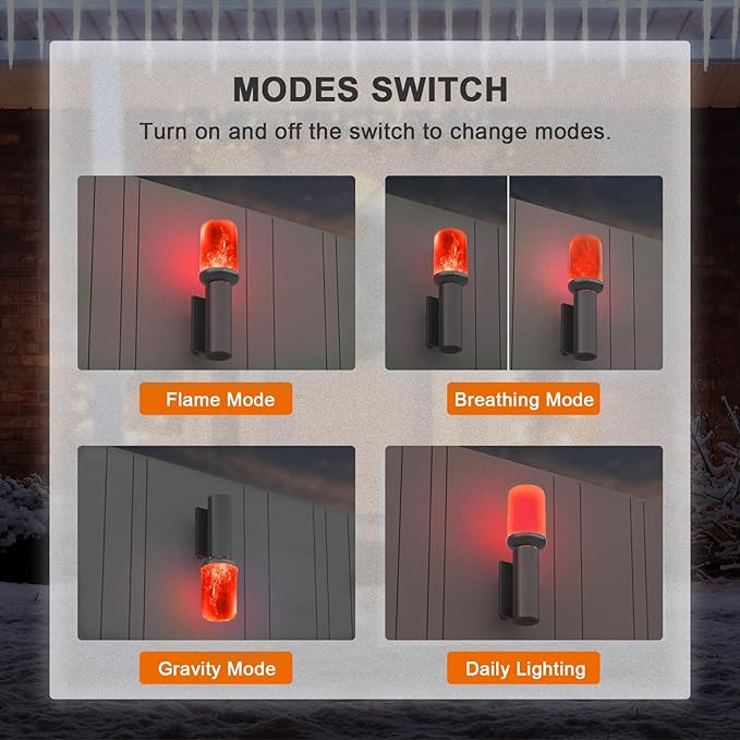 Hompavo 【Upgraded LED Flame Light Bulbs, 4-Mode Flickering Light Bulbs with Upside Down Effect, E26/E27 Flame Bulb for Halloween Christmas Party Indoor and Outdoor Home Decoration - 2 Red-VerdiqueGarden