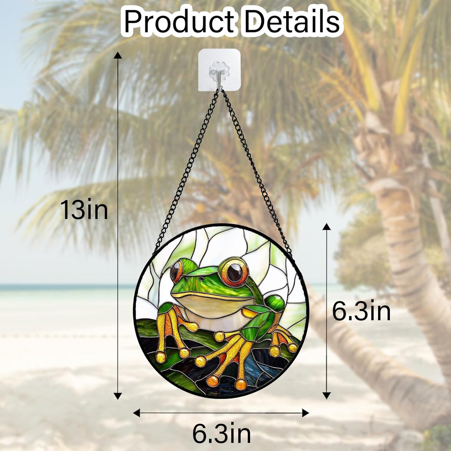 Stained Glass Window Hanging, Green Frog White Petals Sun Catchers Colorful Glass Panel Cute Suncatcher Decor for Birthday for Women, Men, Wife, Aunt, and Mom 6.3 in-VerdiqueGarden