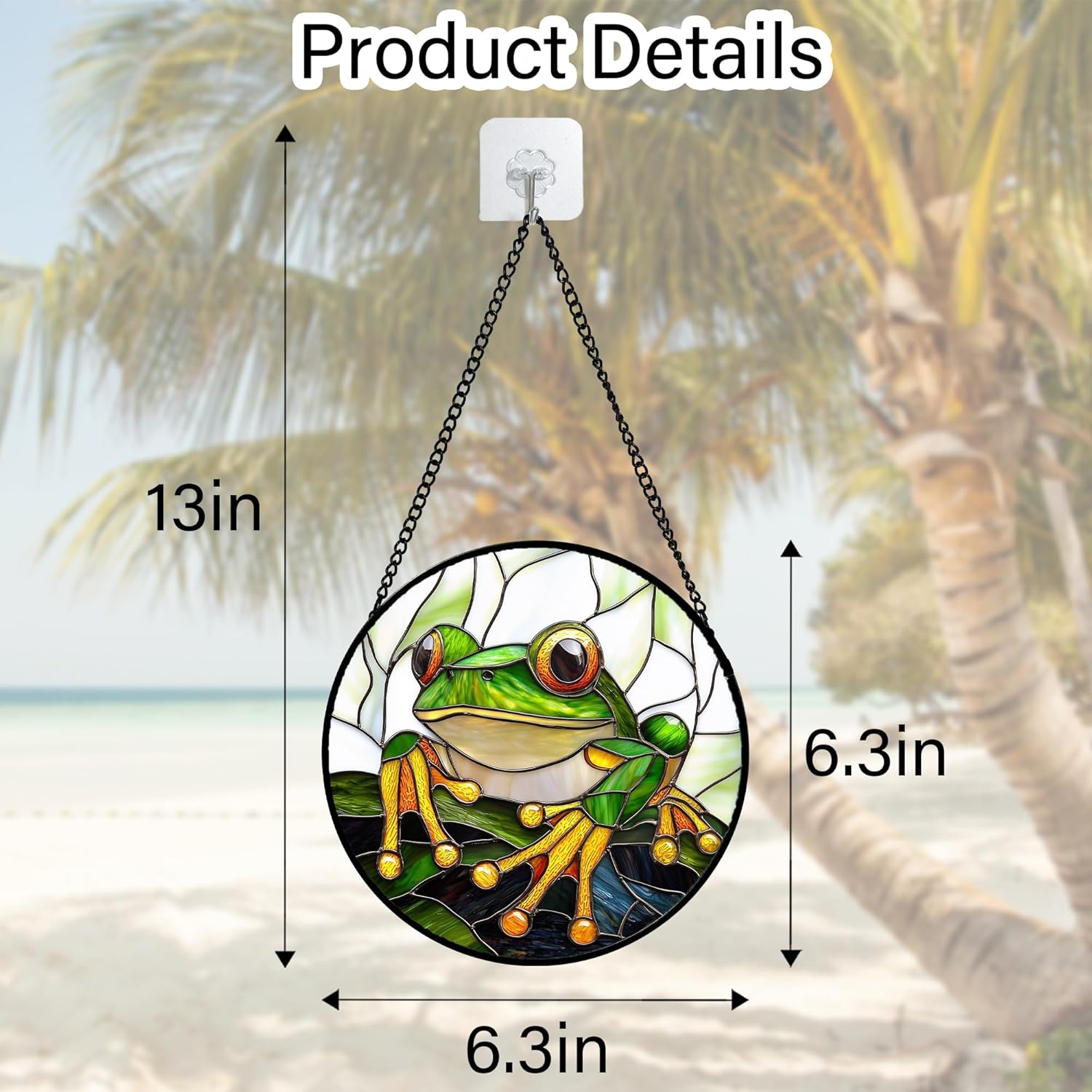 Stained Glass Window Hanging, Green Frog White Petals Sun Catchers Colorful Glass Panel Cute Suncatcher Decor for Birthday for Women, Men, Wife, Aunt, and Mom 6.3 in-VerdiqueGarden