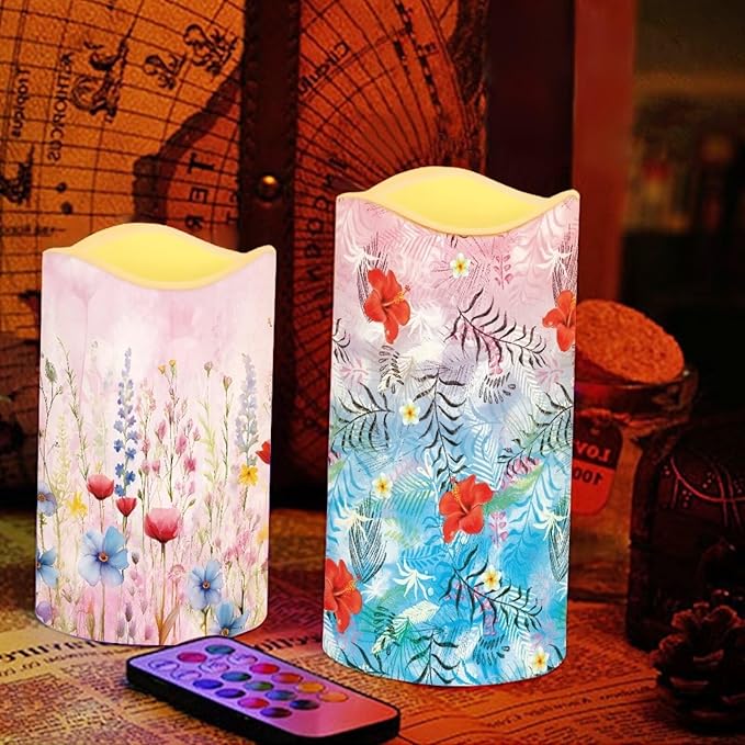 Ystardream Candle Sets for Women Gift Elegant Flower Flickering Flameless Candles Unity Candles for Wedding Ceremony Set,Beautiful Addition to Any Dinner Table,Bedroom,Outside Party-VerdiqueGarden