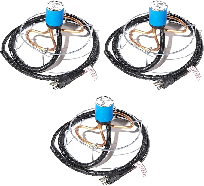 Farm Innovators H-439 1000 Watt Cast Aluminum Submergible Water Tank Deicers with Chew Proof Cords and Self Regulating Thermostats, Silver (3 Pack)-VerdiqueGarden