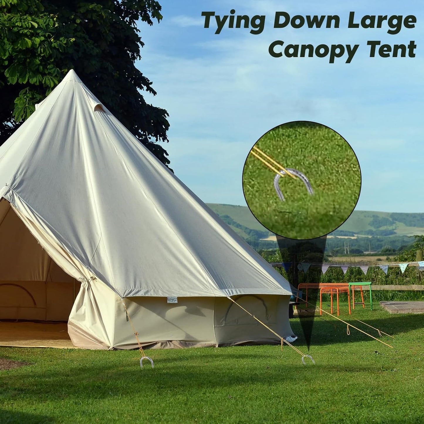 12 inches Tent Stakes Heavy Duty 34-Pack, 5/16" Diameter J Hook Fence Stakes Rebar Ground Stake for Inflatables, Tarp, Yard Lawn Outdoor Decoration-VerdiqueGarden