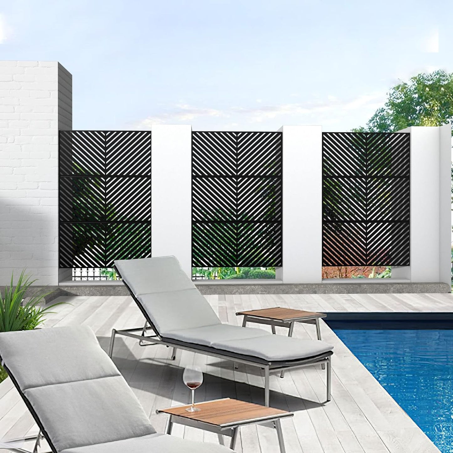 Metal Privacy Screen Outdoor 72" H×47" W,Freestanding Decorative Privacy Screen for Balcony Yard&Garden,Privacy Fence-Black&Arrow-VerdiqueGarden