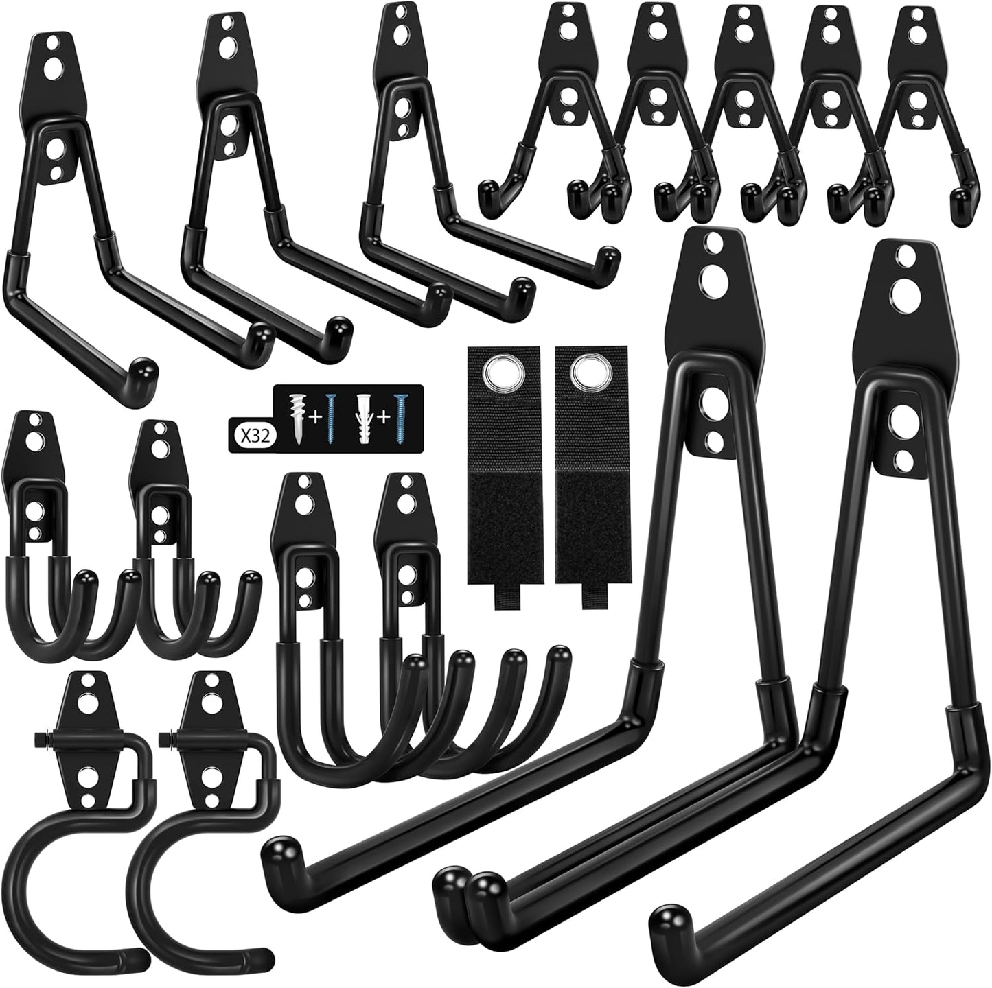 18 Pack Garage Hooks Heavy Duty - Anti-Slip Coating， Garage Storage Hooks for Hanging Bike，Ladder，Garden Tools，Hose-VerdiqueGarden