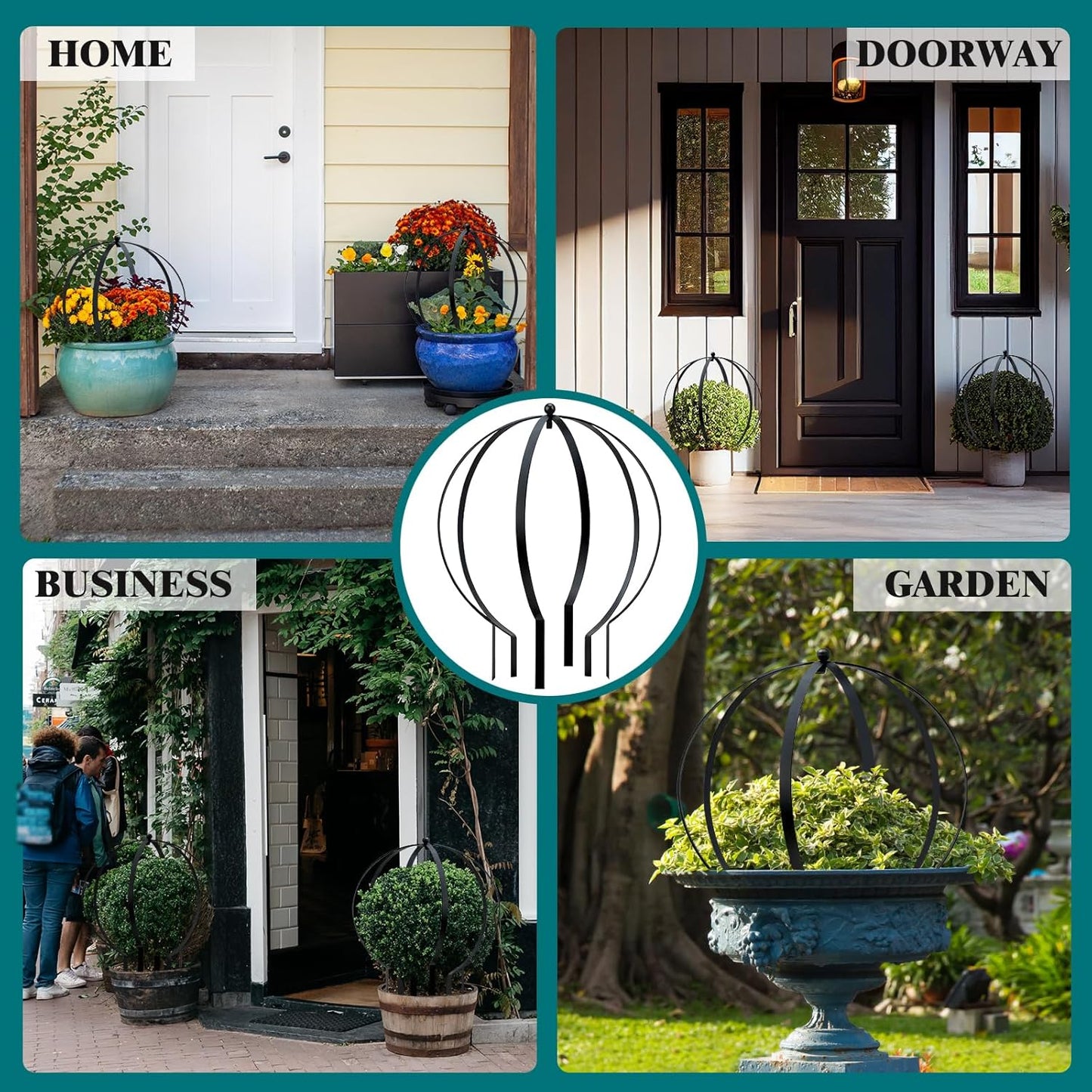 Set of 4 Large Metal Trellis Obelisks Sturdy Round Circle Trellis for Climbing Plant Support Indoor Outdoor Potted Vines, Cucumbers & Flowers, Patio Doorway Garden Decor (25.20" x 21.26")-VerdiqueGarden