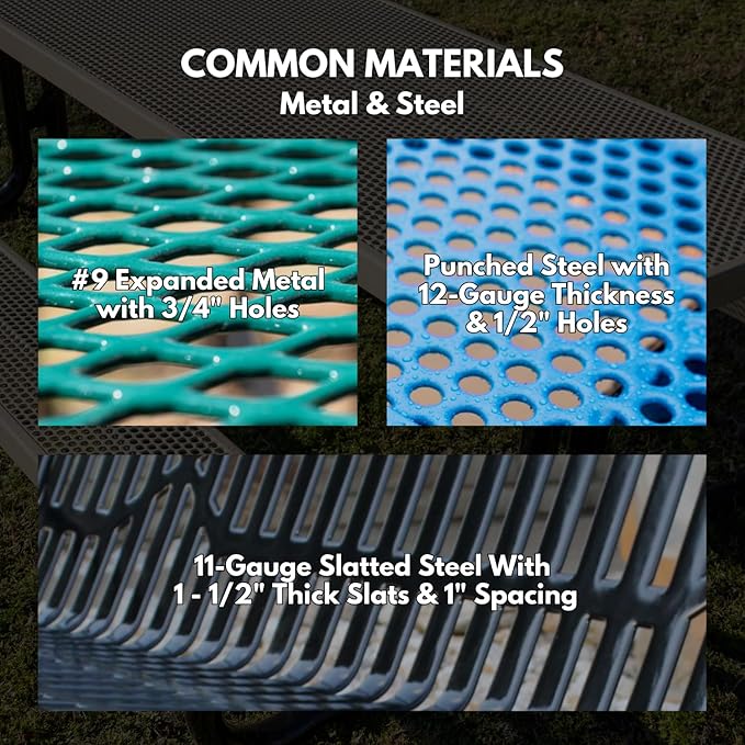 Heavy-Duty Outdoor Bench Thermoplastic Coated, Slatted Steel, Commercial-Grade Garden Bench, Made in America (Portable with Back, 4 Ft, Textured Dark Blue)-VerdiqueGarden