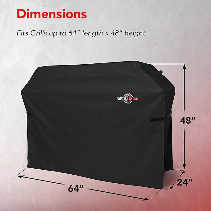 Heavy Duty BBQ Grill Cover for Outdoor Grill, 64 Inch – Waterproof, Weather Resistant, UV & Fade Resistant with Adjustable Straps – Gas Grill Cover for Weber, Genesis, Charbroil, etc. Black-VerdiqueGarden