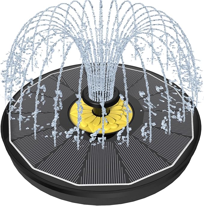 Solar Bird Bath Fountains,3.5W Glass Panel Solar Fountain Pump for Bird Bath No Battery,Solar Water Fountain Outdoor With 4 Fixed Pipes 7 Nozzles(Black)-VerdiqueGarden