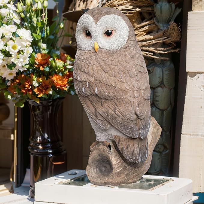 Owl Outdoor Statues Garden Yard - Decoration Home Decor Indoor Desk Tabletop Collectible Figurines Ancient Retro Collection 11" x4.5" x5 Inch-VerdiqueGarden