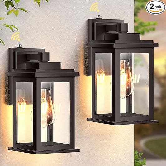 VIANIS Bronze Dusk to Dawn Outdoor Lighting, 2 Pack Outdoor Lights for House, Waterproof Porch Lights, Exterior Lighting Fixtures with Tempered Glass, for House,Garden, Garage,Hardwired, Non-Solar-VerdiqueGarden