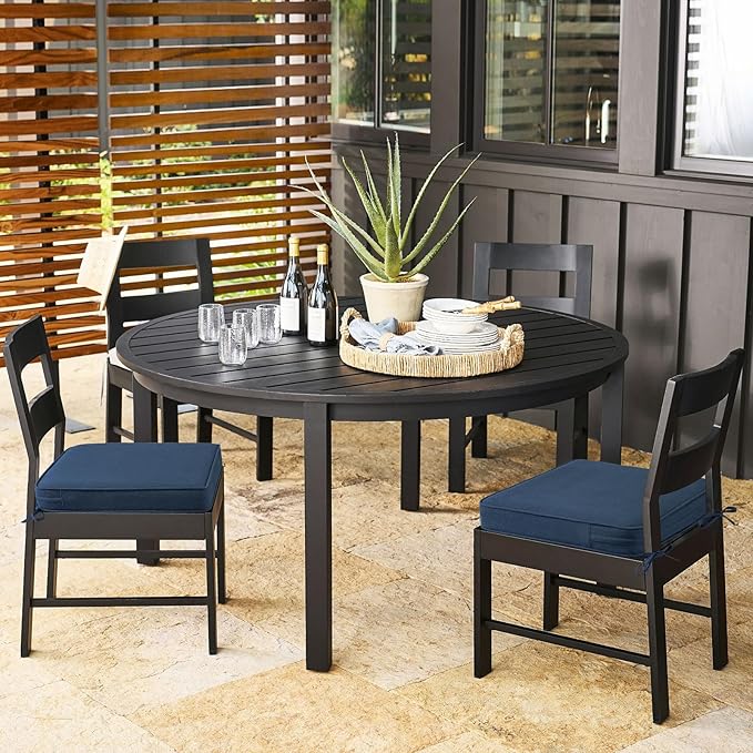 Outdoor Sunbrella Square Corner Seat Cushion, 18.5"x16"x3", Set of 4, Non Slip Seat Cushion Pads with Removable Cover for Patio Furniture, Garden Yard Lawn, Specrtum Indigo-VerdiqueGarden