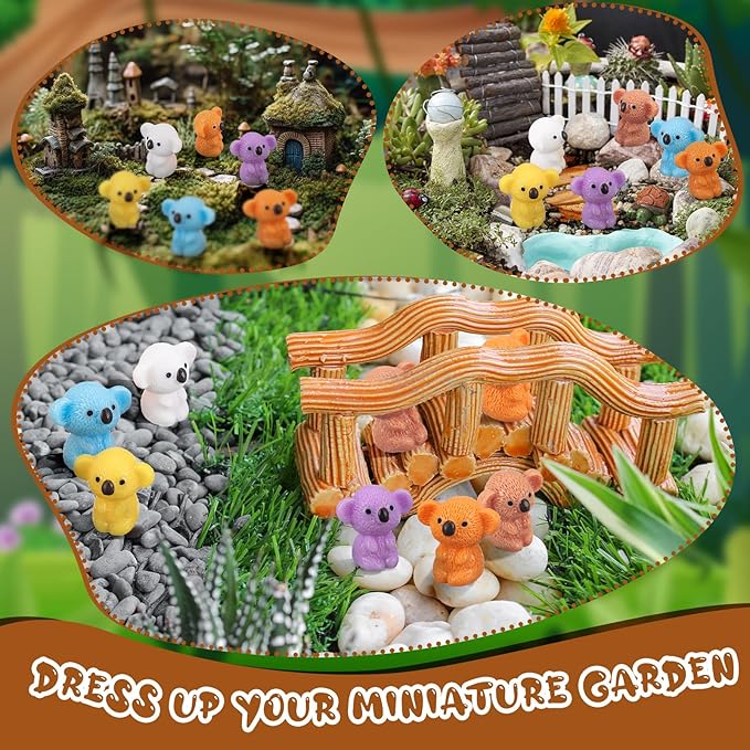 90 Pcs Resin Koala Miniatures Mini Animals Figures Cute Koala Figurine Fairy Decor Animal Ornament for Garden Landscape Home Accessories Craft Cake Decoration DIY-VerdiqueGarden