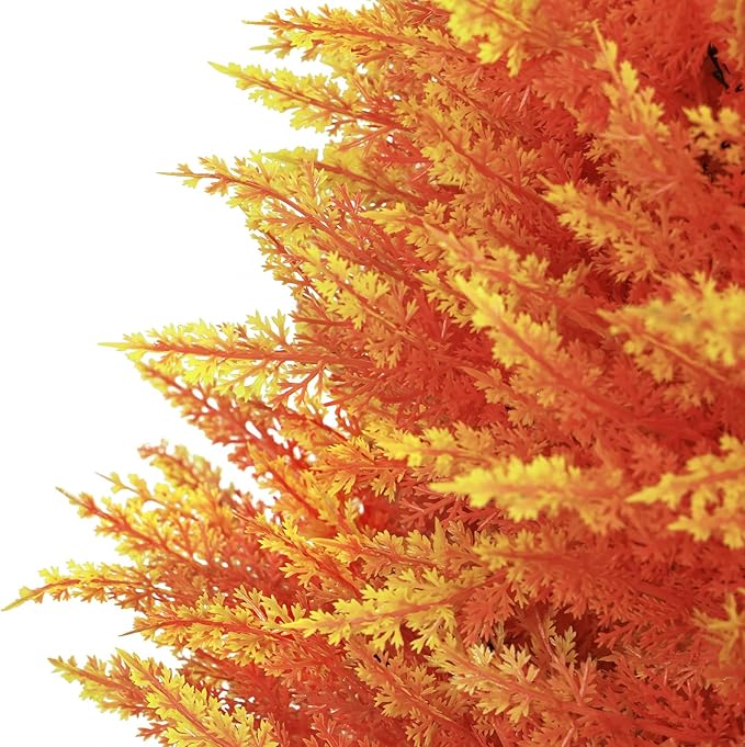 24" Artificial Cedar Topiary Ball Bushes, Set of 2 UV Resistant Fake Trees Outdoor Shrubs with Stake, Weatherproof Faux Plants for Planter, Front Porch, Garden, Yard, Patio Fall Decor-VerdiqueGarden