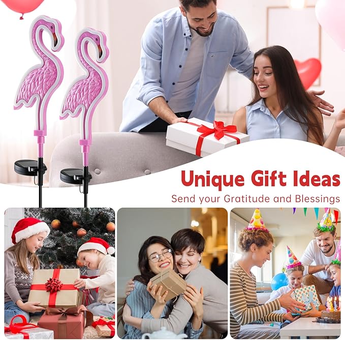Flamingo Solar Lights Outdoor Decor,Solar Pink Flamingos Outdoor for Yard Decorations, Pink Neon Solar Flamingo Garden Lights for Outside,Pathways,Patio, Lawn, or Landscaping Decor(2Pack)-VerdiqueGarden
