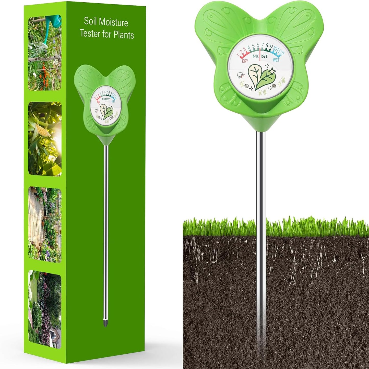 UNIWA Soil Moisture Meter, Plant Water Meter for House Plants and Indoor Potted Plants, Soil Moisture Monitor for Garden, Farm, and Lawn Plant Care,No Battery Needed-VerdiqueGarden